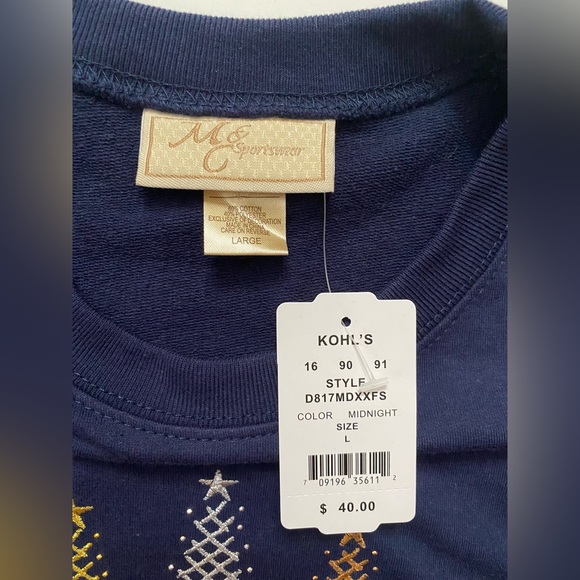 𝅺MCCC Sportswear Christmas Tree embroidery Mock  Sweatshirt Women Size L - Picture 2 of 12